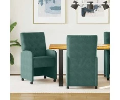 Valgomojo Kėdės su Ratukais 2 pcs Tamsiai žalia 58 x 67 x 97 cm