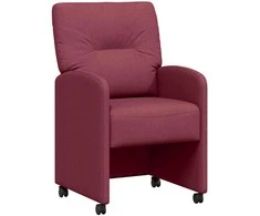 Valgomojo Kėdės su Ratukais 2 pcs Vyno raudonumo audinys