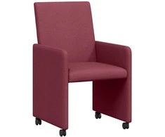 Valgomojo Kėdės su Ratukais 2 pcs Vyno raudonumo audinys