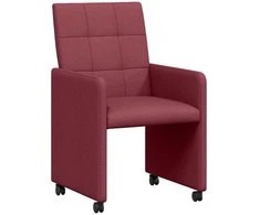 Valgomojo Kėdės su Ratukais 2 pcs Vyno raudonumo audinys
