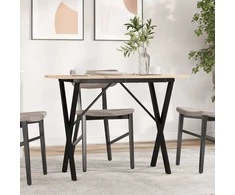 Valgomojo stalas, 100x50x75cm, pušis ir plieno, X formos rėmas