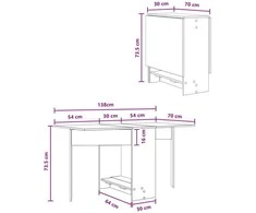 Valgomojo stalas 138 x 70 x 73,5 cm Apdirbta mediena