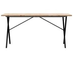 Valgomojo stalas, 140x80x75,5cm, pušis ir ketus, X formos rėmas