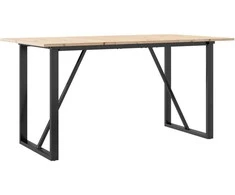 Valgomojo stalas, 140x80x75cm, pušis ir ketus, O formos rėmas
