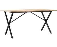 Valgomojo stalas, 160x80x75,5cm, pušis ir ketus, X formos rėmas