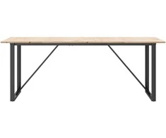 Valgomojo stalas, 200x100x75cm, pušis ir plieno, O formos rėmas