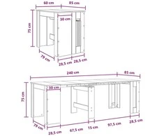 Valgomojo stalas 240 x 85 x 75 cm Apdirbta mediena