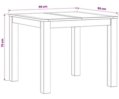 Valgomojo stalas 90 x 90 x 75 cm Kietas ąžuolo medis Natūrali