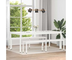 Valgomojo stalas Balta 200 x 100 x 75 cm Kietos pušies mediena
