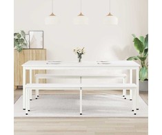 Valgomojo stalas Balta 200 x 100 x 75 cm Kietos pušies mediena