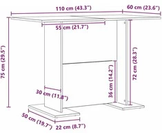 Valgomojo stalas Juoda 110 x 60 x 75 cm Apdirbta mediena