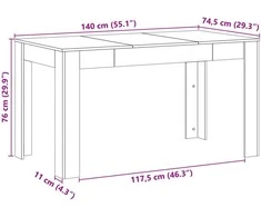 Valgomojo stalas, medienos, 140x74,5x76cm, apdirbta mediena