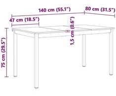 Valgomojo stalas Natūrali 140 x 80 x 75 cm
