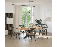 Valgomojo stalo koja, voro formos, juoda, 120x68x(72-73) cm, plienas