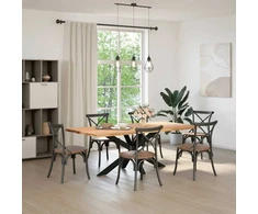 Valgomojo stalo koja, voro formos, juoda, 150x78x(72-73) cm, plienas