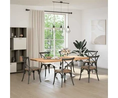 Valgomojo stalo koja, voro formos, balta, 150x78x(72-73) cm, plienas