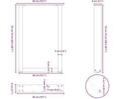 Valgomojo stalo kojelės, 2 vnt., baltos, 50x(72-73) cm, plienas, U formos