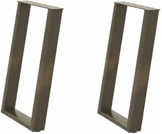 Valgomojo stalo kojelės, U formos, 2 vnt., natūralus plienas, 50x(72-73) cm, plienas