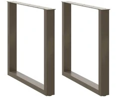 Valgomojo stalo kojelės, U formos, 2 vnt., natūralus plienas, 80x(72-73) cm, plienas