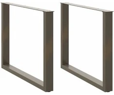 Valgomojo stalo kojelės, U formos, 2 vnt., natūralus plienas, 100 x (72-73) cm, plienas