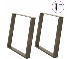 Valgomojo stalo kojelės, U formos, 2 vnt., natūralus plienas, 100 x (72-73) cm, plienas
