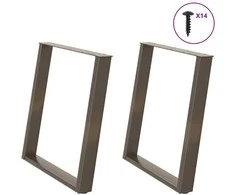 Valgomojo stalo kojelės, U formos, 2 vnt., natūralus plienas, 80x(72-73) cm, plienas