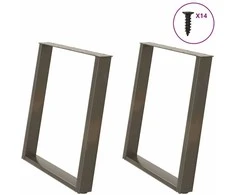 Valgomojo stalo kojelės, U formos, 2 vnt., natūralus plienas, 70x(72-73) cm, plienas