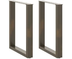 Valgomojo stalo kojelės, U formos, 2 vnt., natūralus plienas, 70x(72-73) cm, plienas