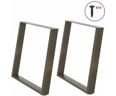 Valgomojo stalo kojelės, U formos, 2 vnt., natūralus plienas, 90x(72-73) cm, plienas