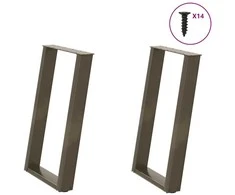 Valgomojo stalo kojelės, U formos, 2 vnt., natūralus plienas, 60x(72-73) cm, plienas
