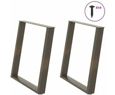 Valgomojo stalo kojelės, U formos, 2 vnt., natūralus plienas, 80x(72-73) cm, plienas