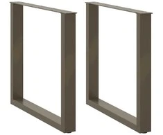 Valgomojo stalo kojelės, U formos, 2 vnt., natūralus plienas, 90x(72-73) cm, plienas