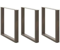 Valgomojo stalo kojelės, U formos, 3 vnt., natūralus plienas, 80x(72-73) cm, plienas