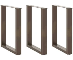 Valgomojo stalo kojelės, U formos, 3 vnt., natūralus plienas, 70x(72-73) cm, plienas