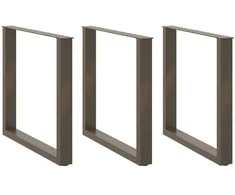 Valgomojo stalo kojelės, U formos, 3 vnt., natūralus plienas, 90x(72-73) cm, plienas
