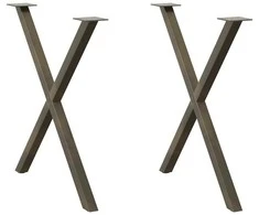 Valgomojo stalo kojelės, X formos, 2 vnt., natūralus plienas, 70x(72-73) cm, plienas