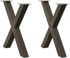 Valgomojo stalo kojelės, X formos, 2 vnt., natūralus plienas, 70x(72-73) cm, plienas