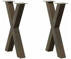 Valgomojo stalo kojos, X formos, 2 vnt., natūralus plienas, 60x(72-73) cm, plienas