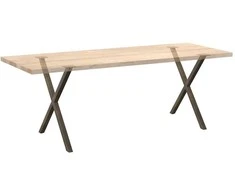 Valgomojo stalo kojelės, X formos, 2 vnt., natūralus plienas, 80x(72-73) cm, plienas