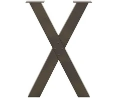 Valgomojo stalo kojos, X formos, 2 vnt., natūralus plienas, 50x(72-73) cm, plienas