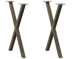 Valgomojo stalo kojos, X formos, 2 vnt., natūralus plienas, 57x(72-73) cm, plienas