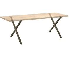 Valgomojo stalo kojelės, X formos, 2 vnt., natūralus plienas, 90x(72-73) cm, plienas