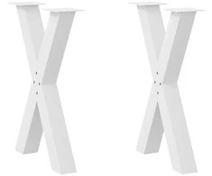Valgomojo stalo kojos, X formos, 2 vnt., baltos, 50x(72-73) cm, plienas
