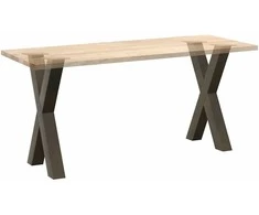Valgomojo stalo kojos, X formos, 2 vnt., natūralus plienas, 60x(72-73) cm, plienas