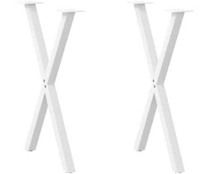 Valgomojo stalo kojos, X formos, 2 vnt., baltos, 50x(72-73) cm, plienas