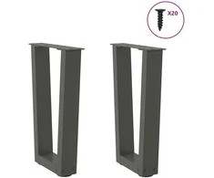 Kavos staliuko kojelės, V formos, 2 vnt., antracito spalvos, 38x(42-43,3) cm, plienas