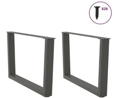Kavos staliuko kojelės, V formos, 2 vnt., antracito spalvos, 70x(42-43,3) cm, plienas
