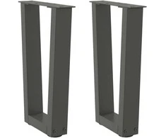 Kavos staliuko kojelės, V formos, 2 vnt., antracito spalvos, 38x(42-43,3) cm, plienas