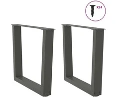 Kavos staliuko kojelės, V formos, 2 vnt., antracito spalvos, 50x(42-43,3) cm, plienas