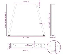 Kavos staliuko kojelės, V formos, 2 vnt., antracito spalvos, 28x(42-43,3) cm, plienas